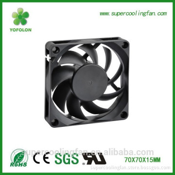 70x70x15mm 12V 0.20A Ball bearing 70mm DC cooling fan with CE CCC SGS UL ROHS